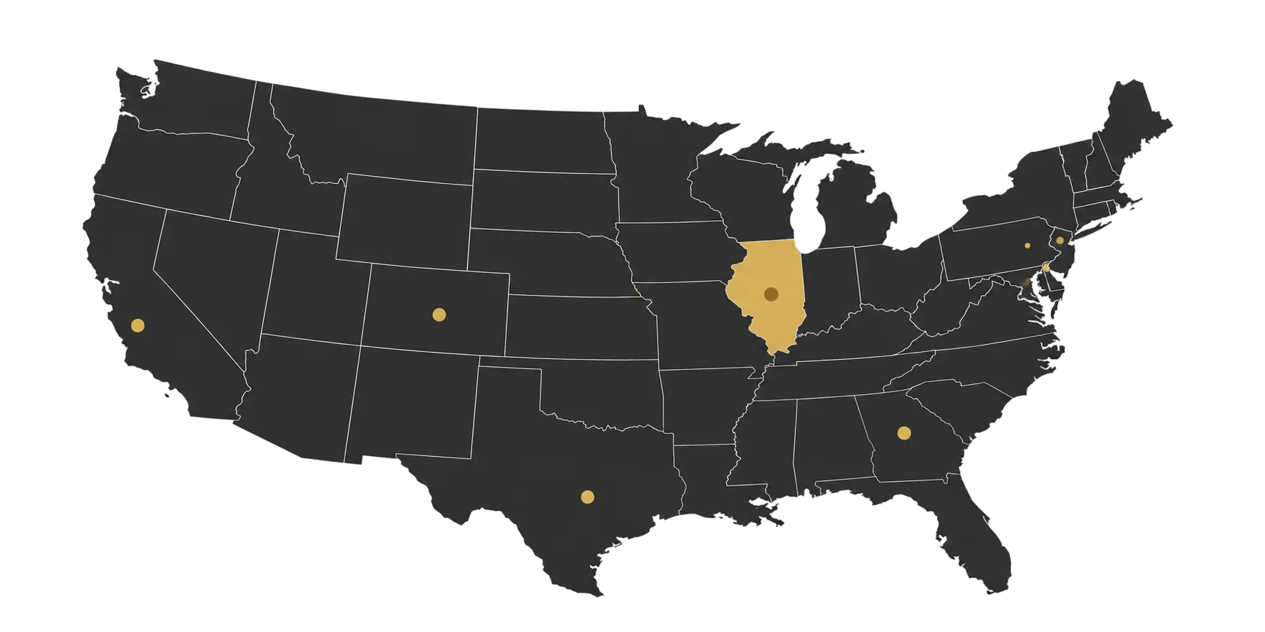 United States delivery map with Illinois highlighted
